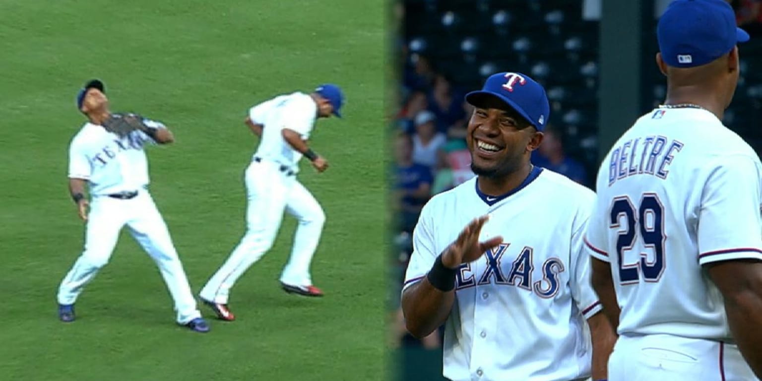 Messing with Adrian Beltre's hair! Most likely culprit - Elvis Andrus