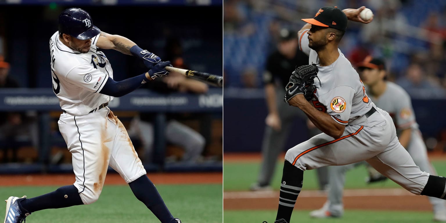 Tampa Bay Rays' Tommy Pham gets hit with a pitch from Baltimore