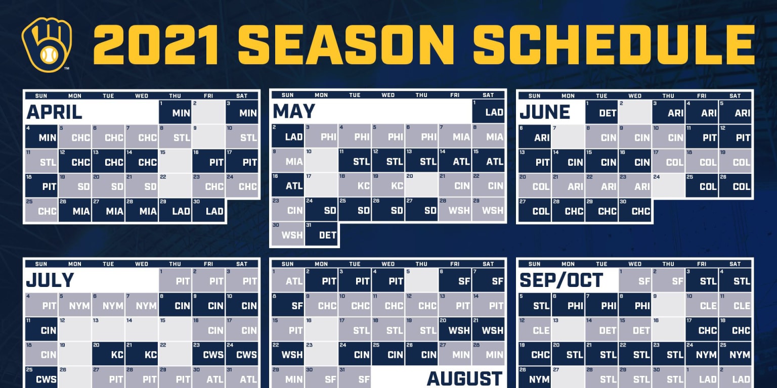 Houston Astros Calendar 2022 Brewers Announce 2021 Regular Season Schedule