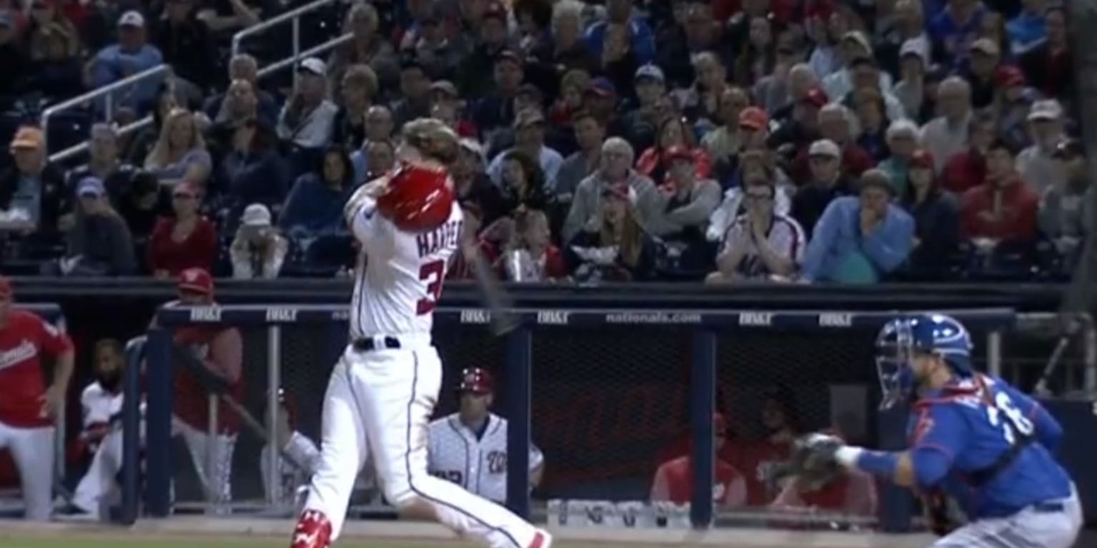 Bryce Harper swung so hard on a single that his helmet flew off | MLB.com