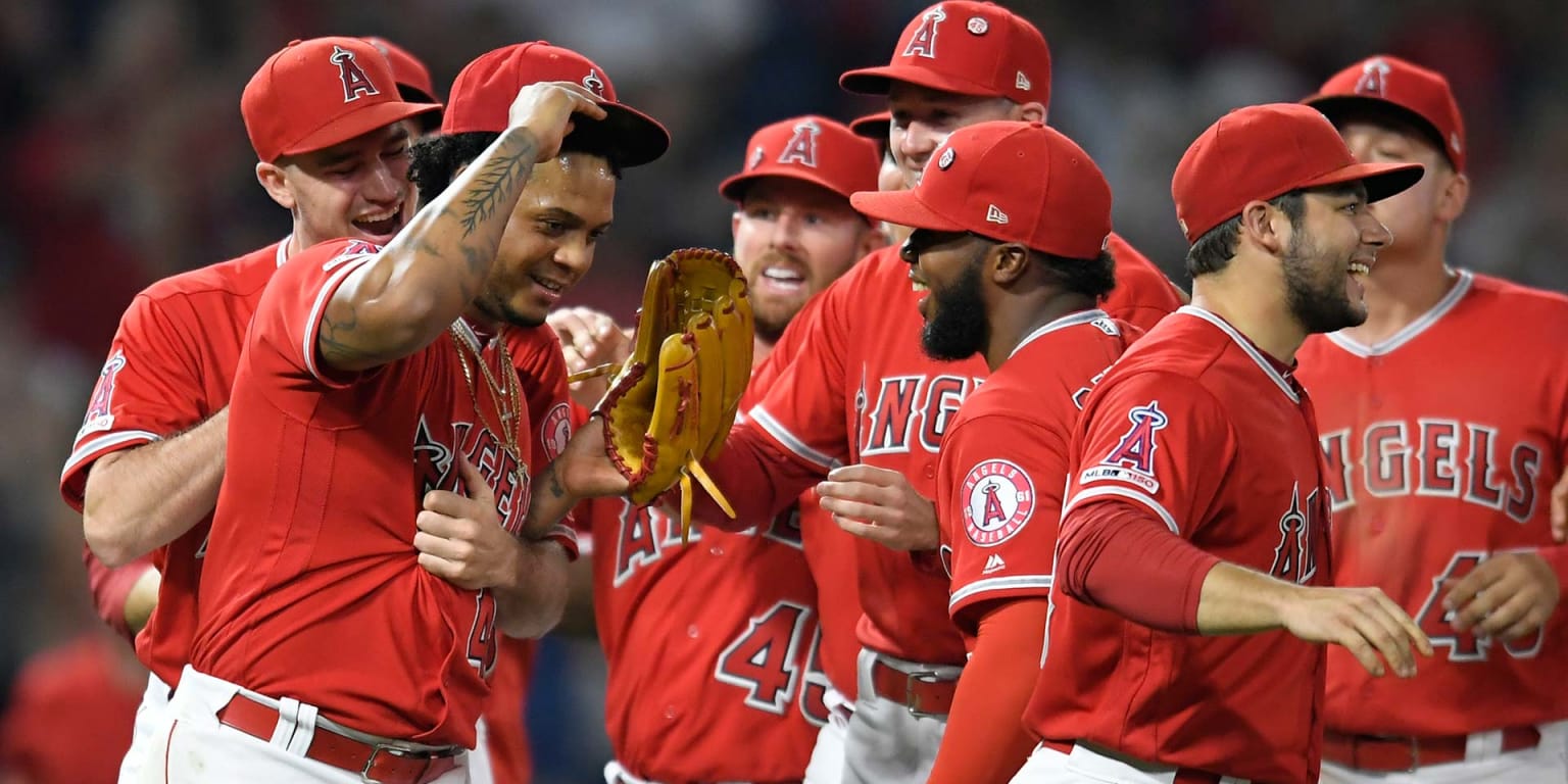 Wearing Tyler Skaggs' No. 45, Angels no-hit Mariners in 13-0 win