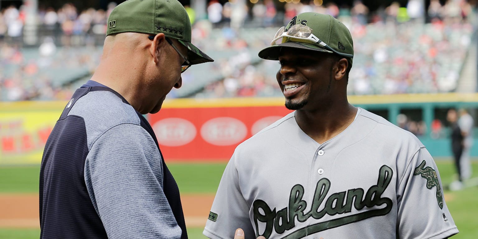 A's Rajai Davis in Cleveland for first time since World Series