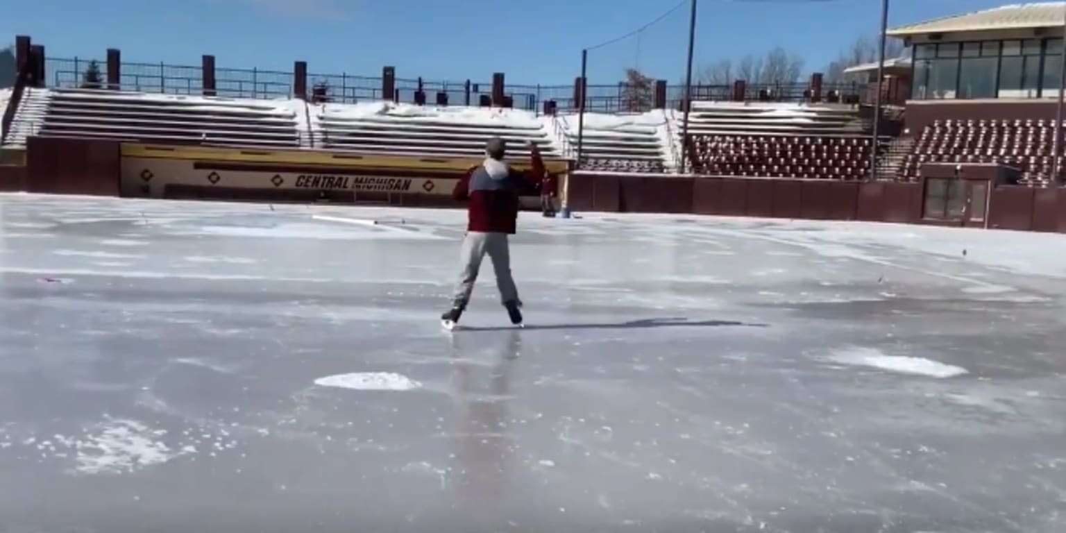 These college baseball players laced up their skates to play