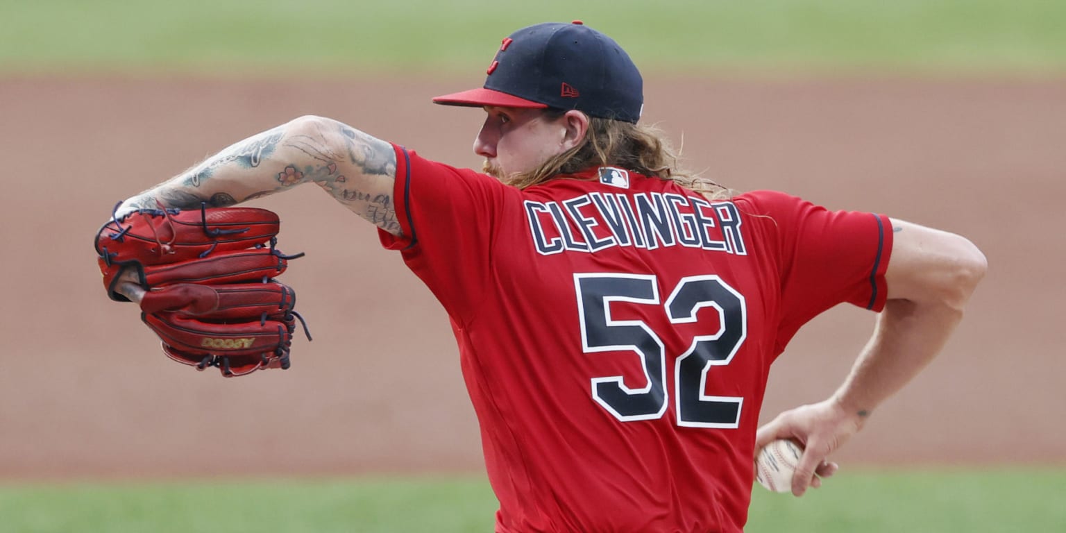 Cleveland Indians game 3 starter Mike Clevinger, in the dugout