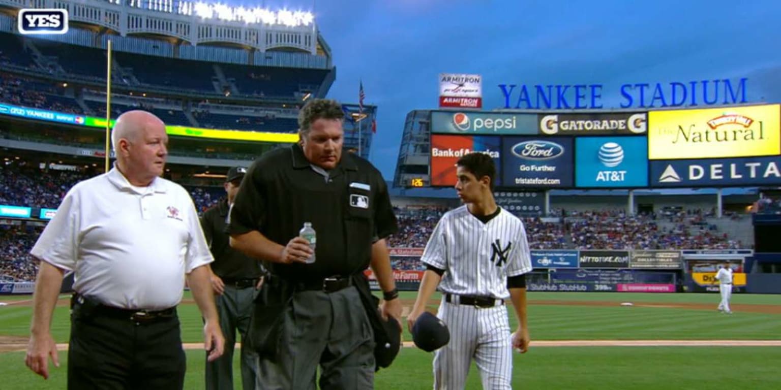 Umpire Hunter Wendelstedt exits game
