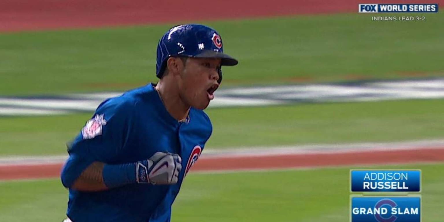 addison russell gif 2016 world series grand slam - Cubs Insider