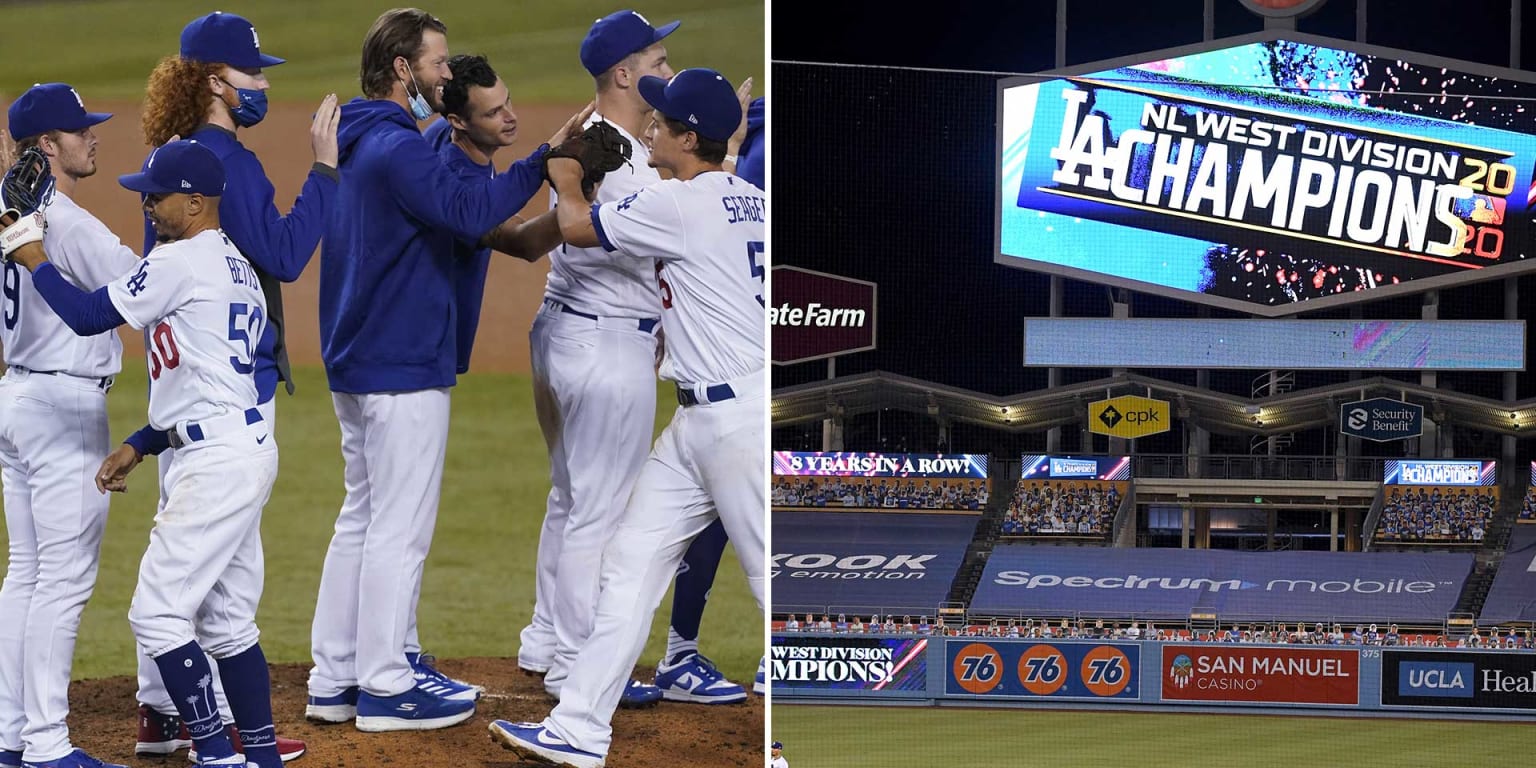 Watch as Dodgers celebrate their NL West title victory at Dodger