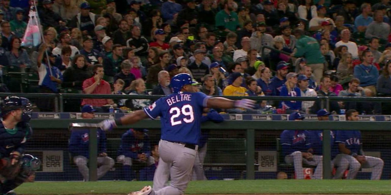 Rangers vs A's: Adrian Beltre hits home run while on one knee