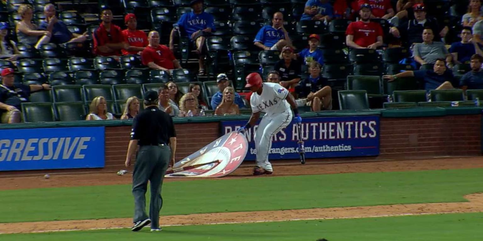 Adrian Beltre was asked to go back to the on-deck circle, so he dragged it  to where he was instead