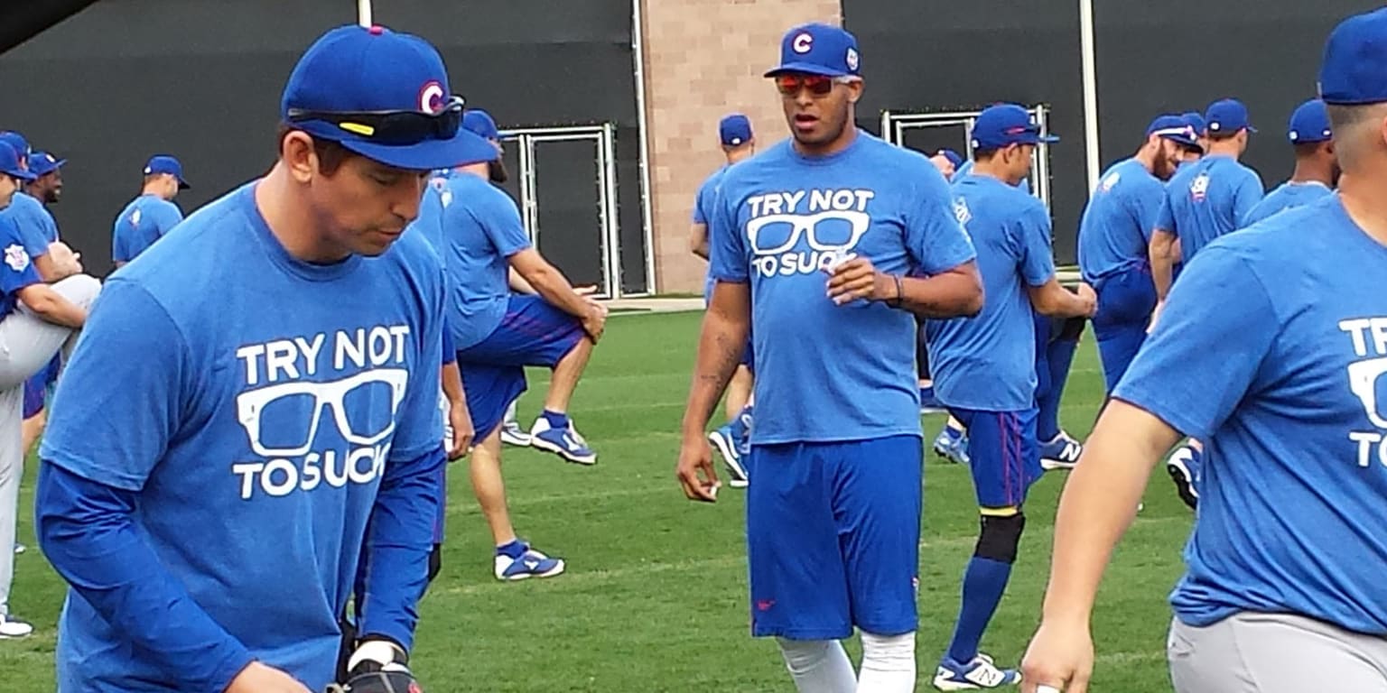 Cubs wear T-shirts with Joe Maddon motto