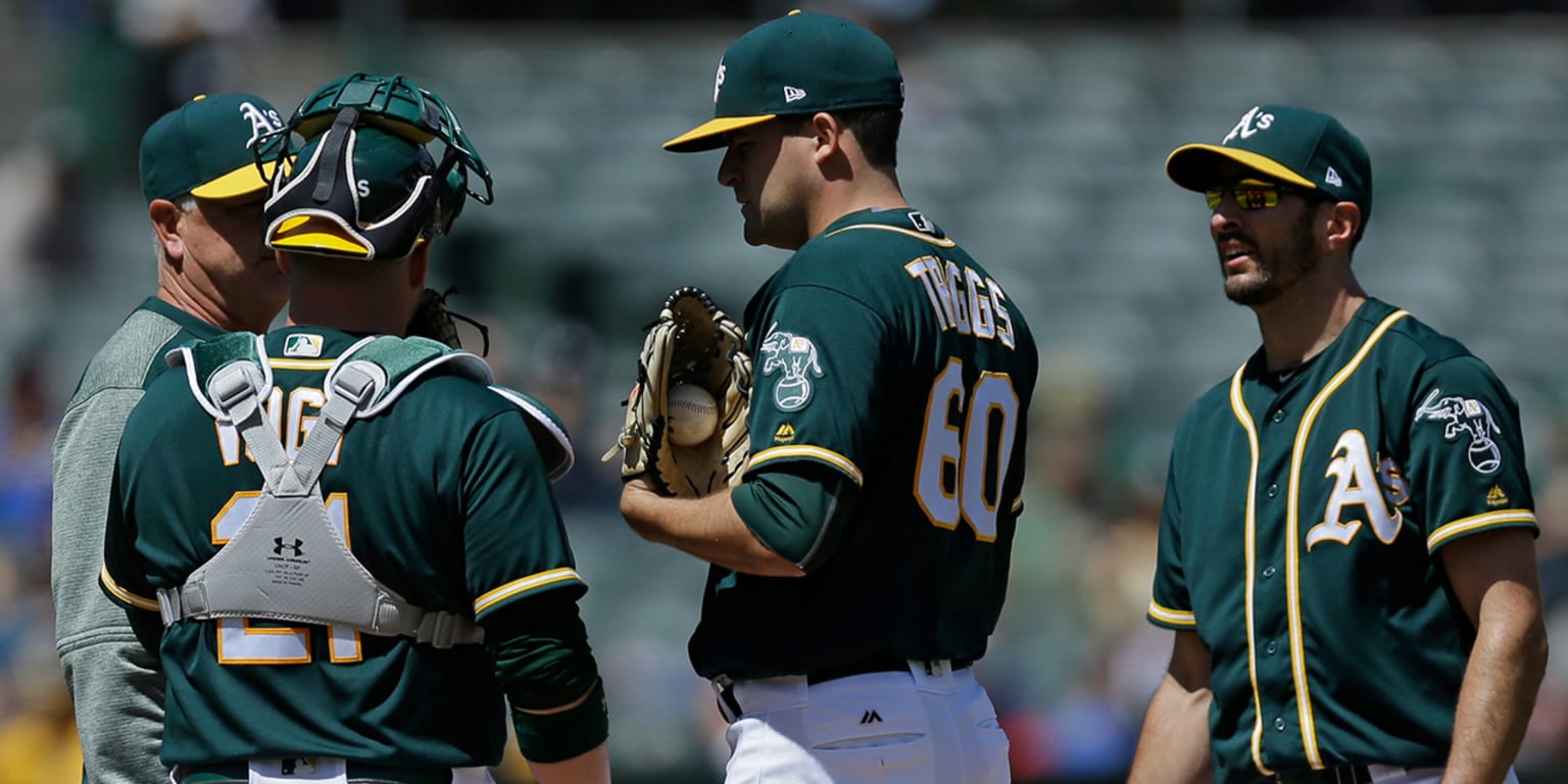 Andrew Rigg A's Andrew Triggs positive after being hit