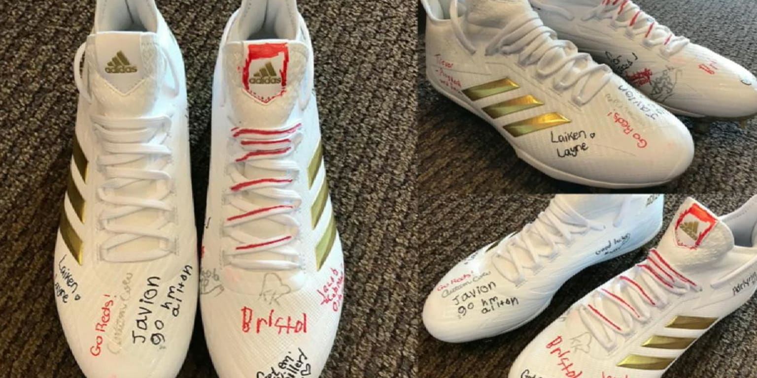 Josh Harrison wore cleats autographed by Little Leaguers for the