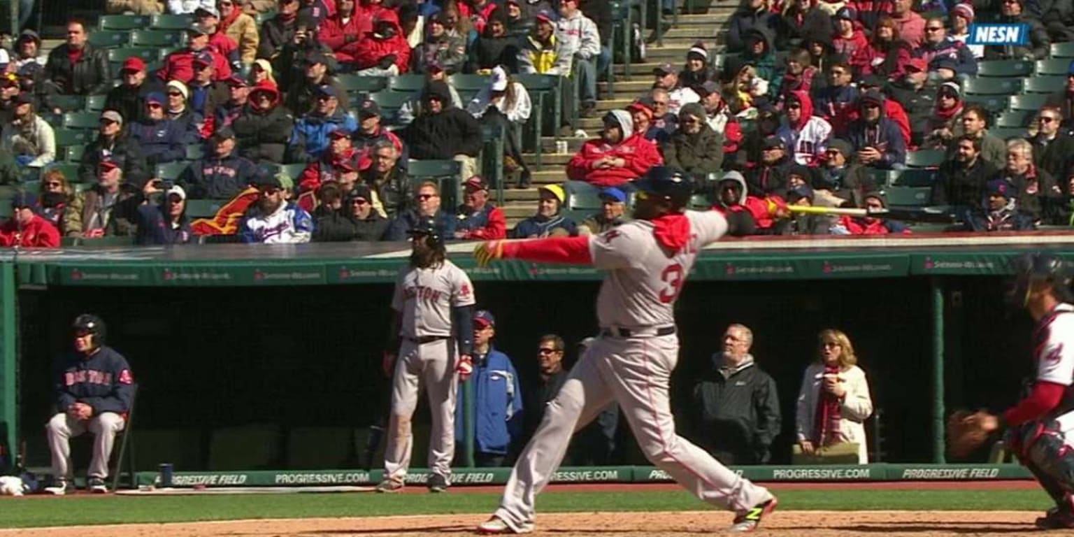 A sign thanking Boston Red Sox's David Ortiz hangs from the top of