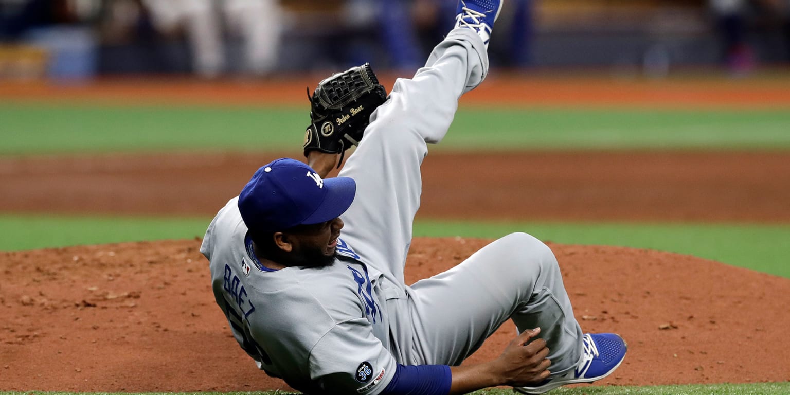 Dodgers defeat Rays, but reliever Pedro Baez leaves with knee injury - Los  Angeles Times