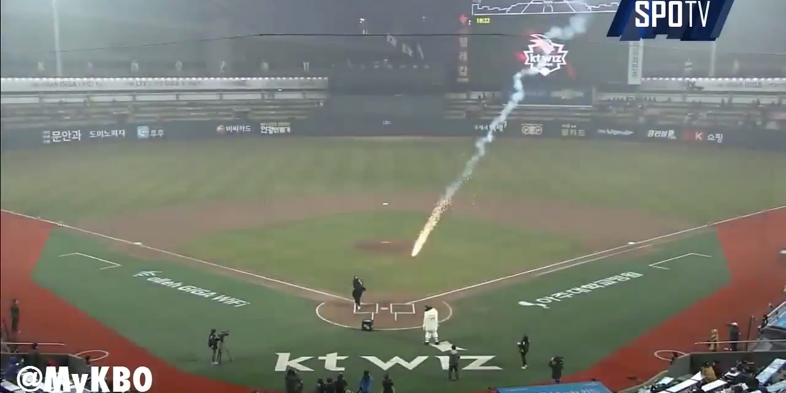 This KBO first pitch was a literal ball of fire