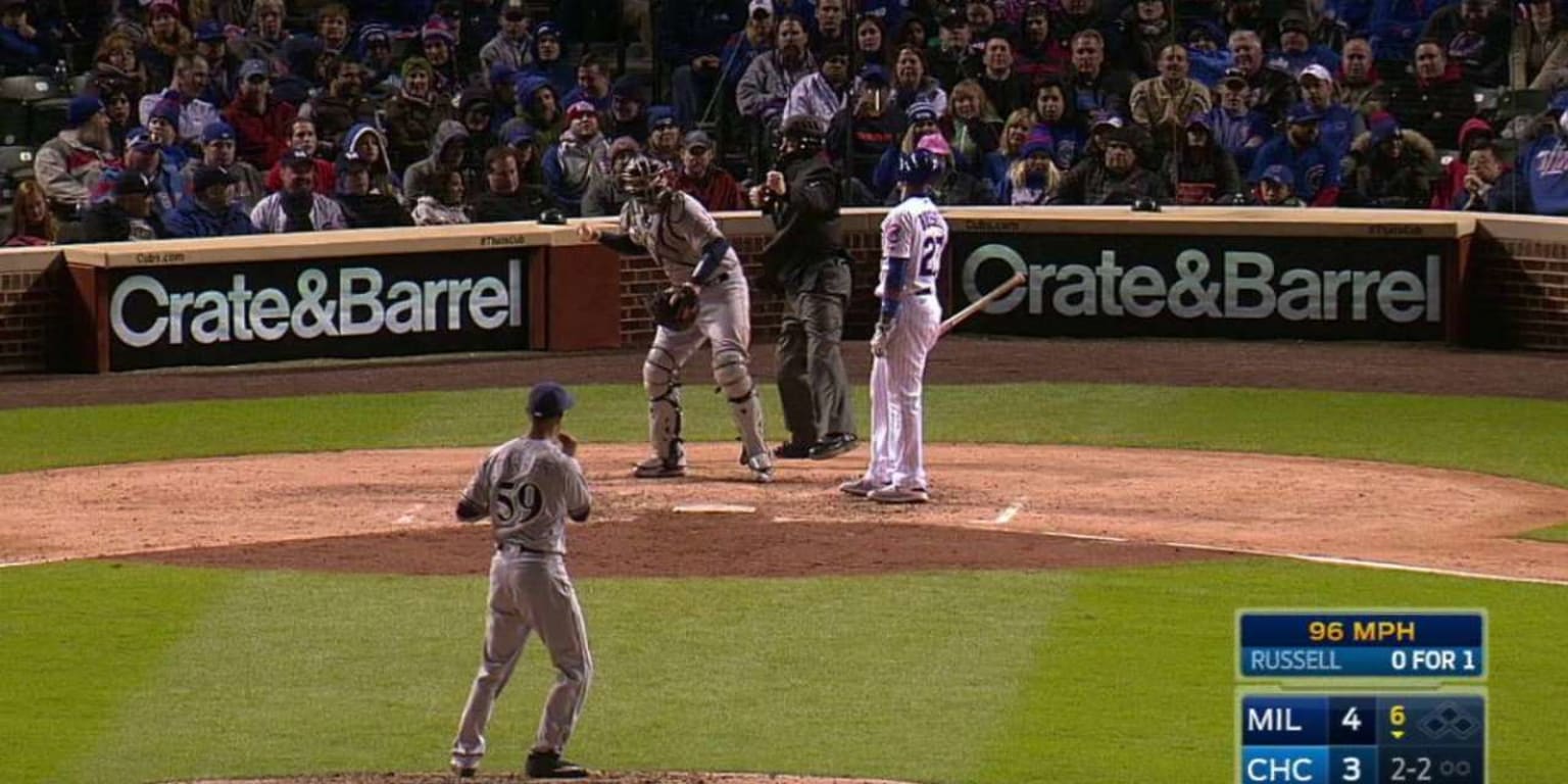 Umpire Carlos Torres called a third strike delivered by Brewers
