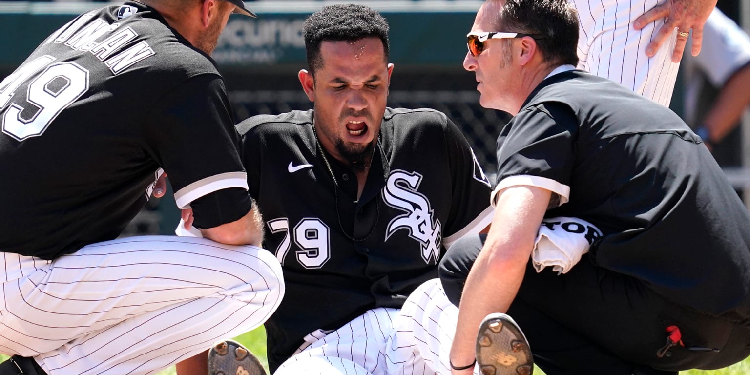 José Abreu hit on knee by fastball