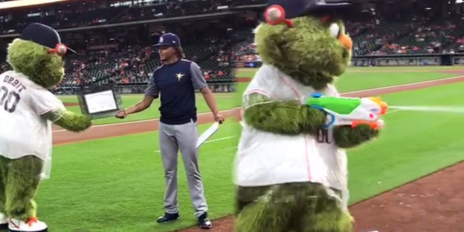 Chris Archer ambushed Astros mascot Orbit with water balloons in the latest  installment of their feud 