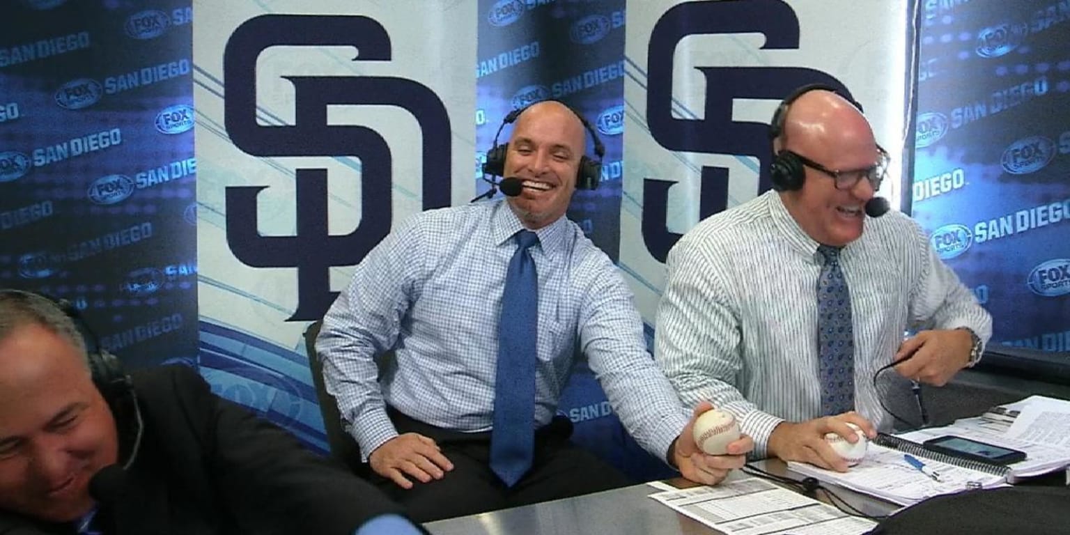 Don Orsillo and Mark Grant have a good laugh together 