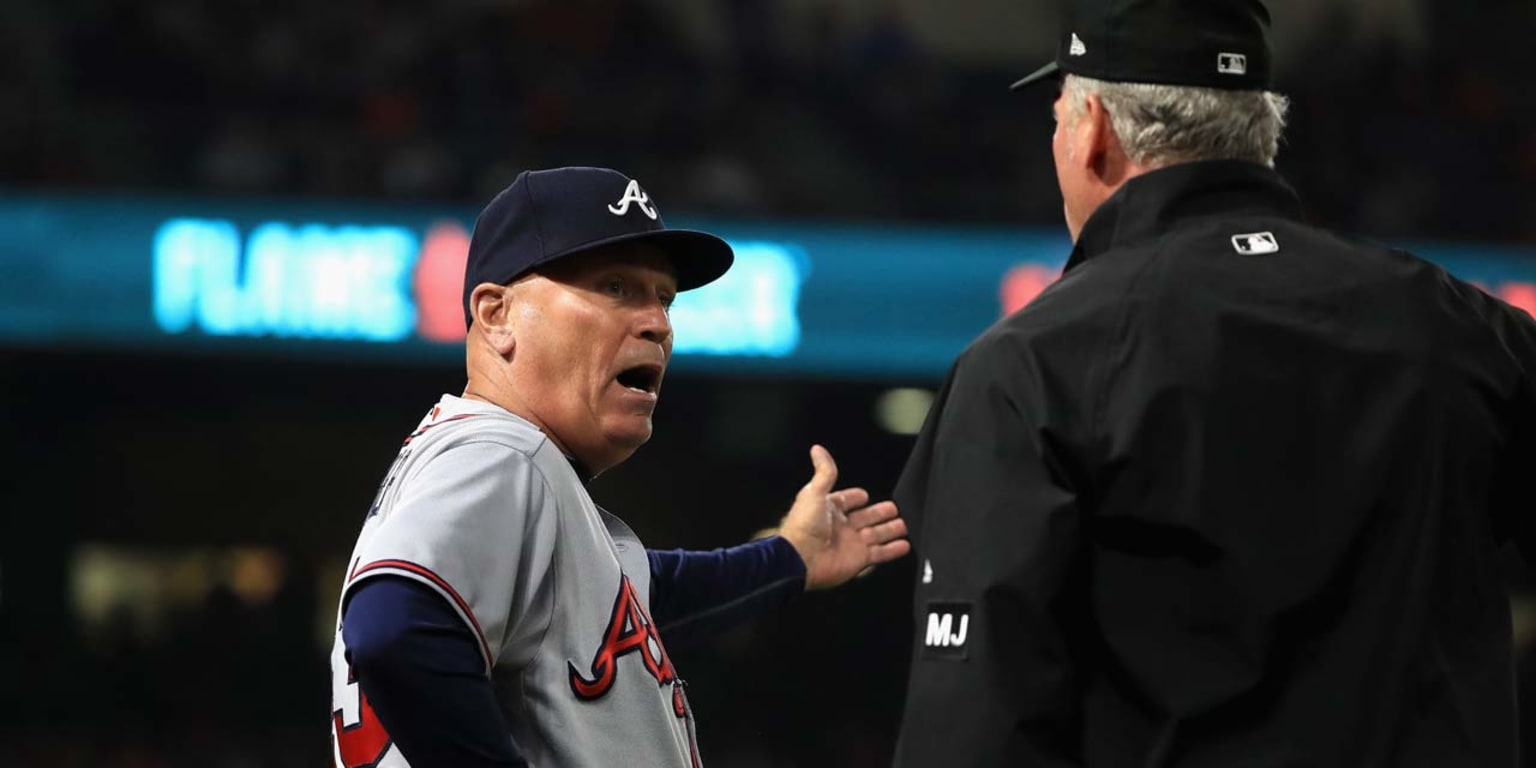 Braves' Brian Snitker ejected following animated argument with umpires