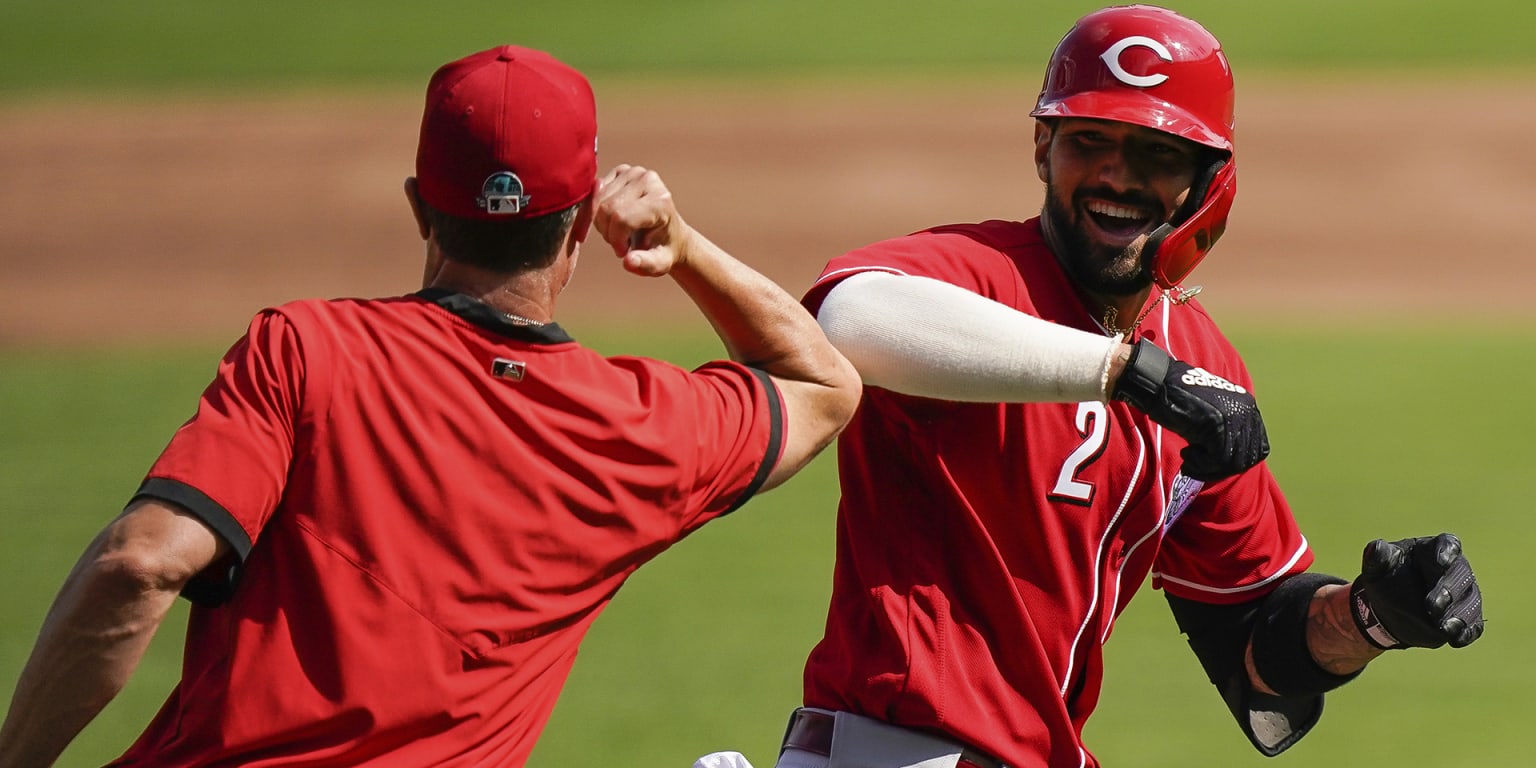 Alternate Reds jerseys. They look great down on the field in GABP