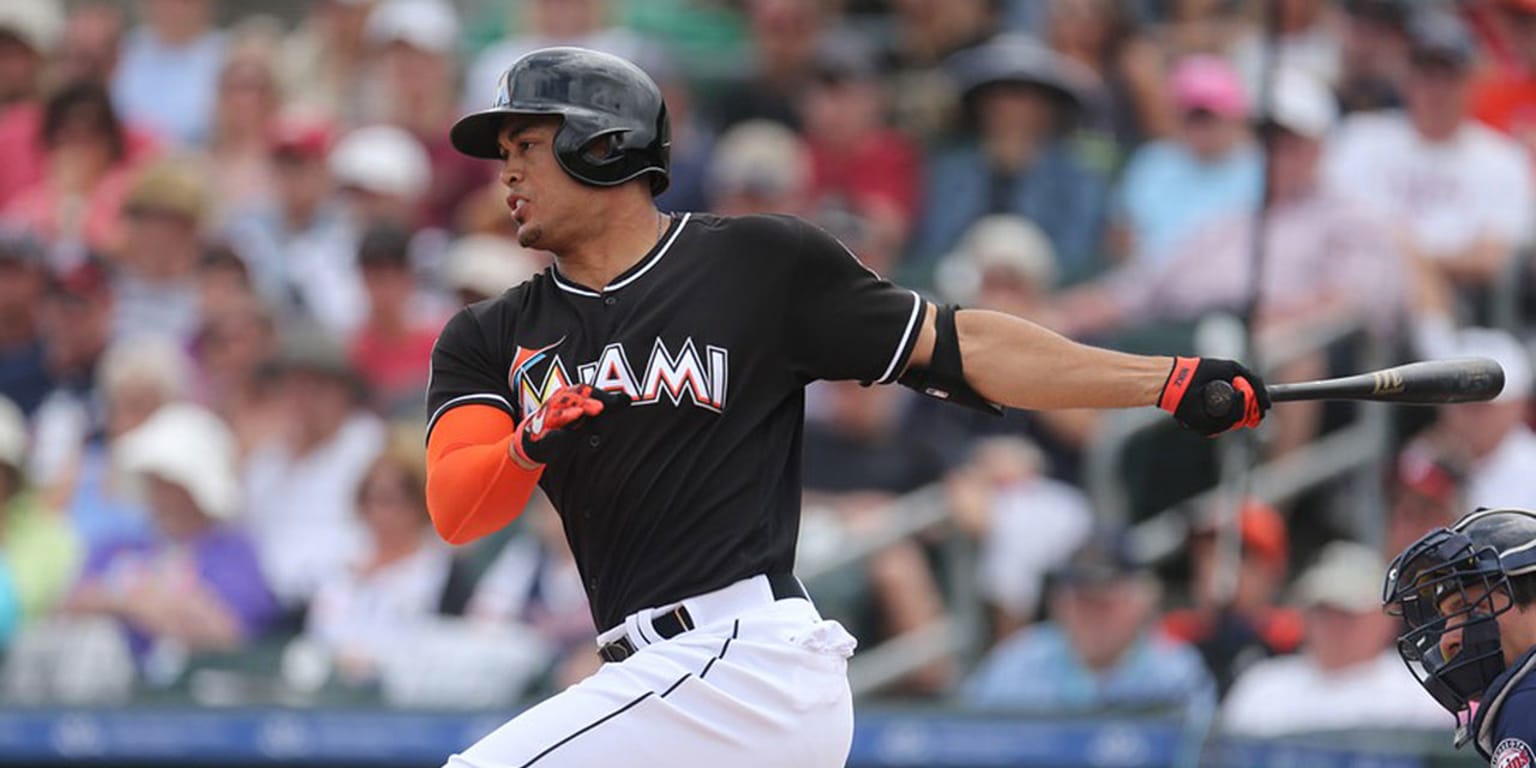 Giancarlo Stanton and David Samson, President of the Miami Marlins