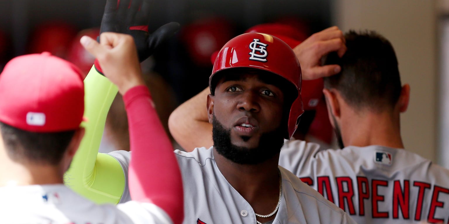 Marcell Ozuna of the Atlanta Braves celebrates after hitting a single  News Photo - Getty Images