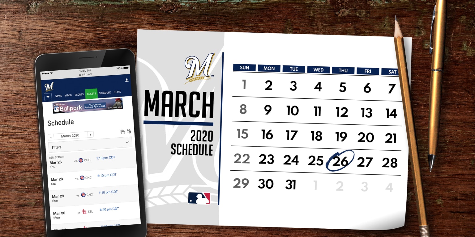 Brewers 2020 Regular Season Schedule
