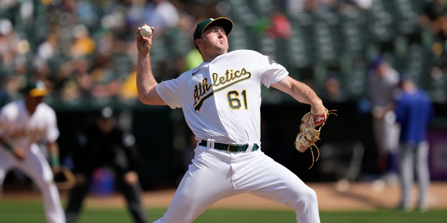 Oakland Athletics relief pitcher Lou Trivino rides the bullpen