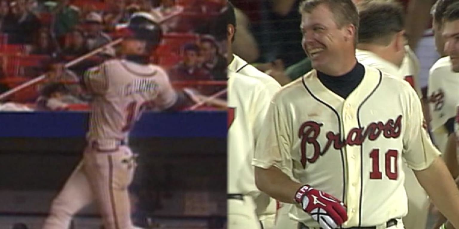 Mark Lemke hits walk off 2-run homer vs Expos 