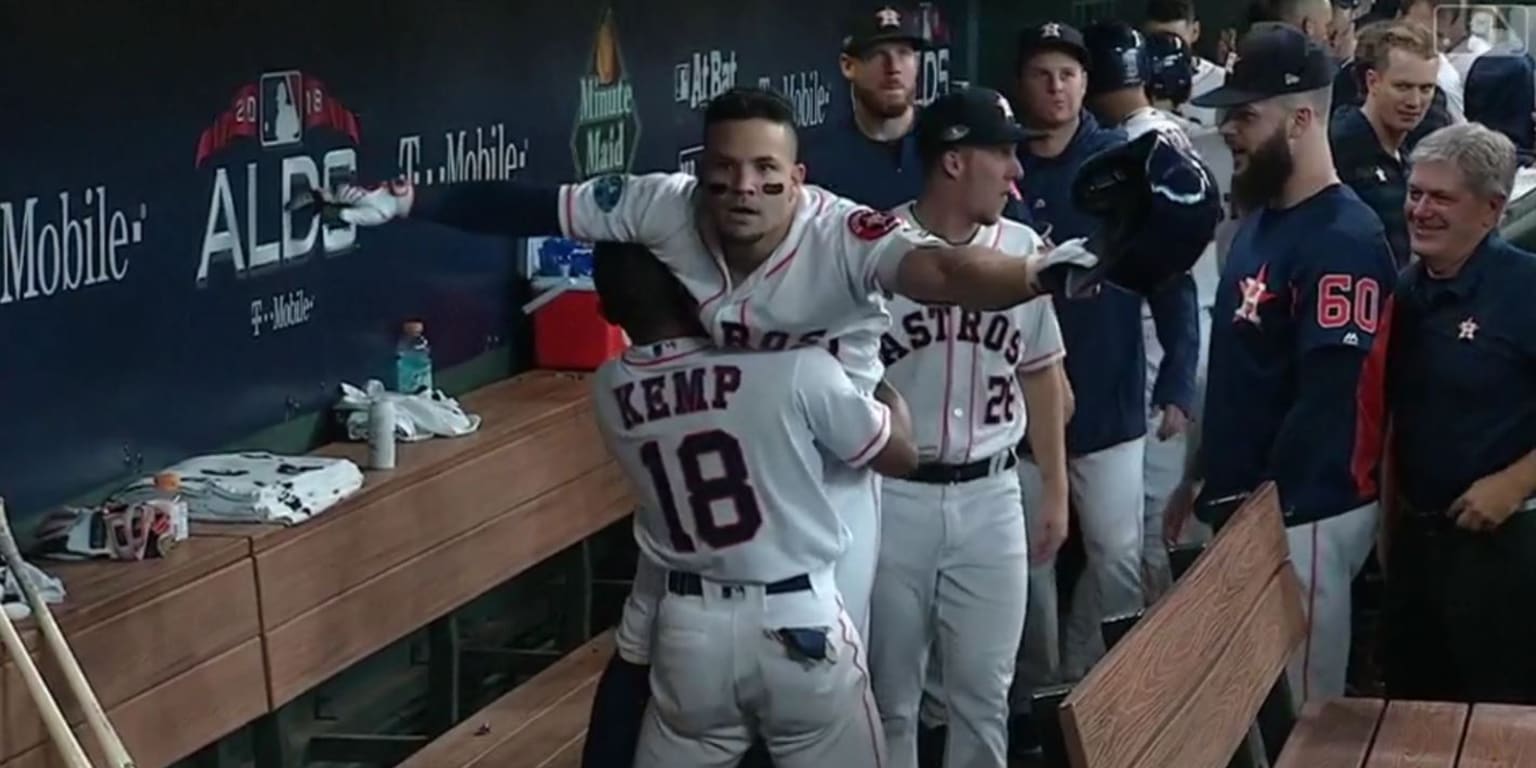 The 5-foot-6 Tony Kemp celebrated some Astros home runs by