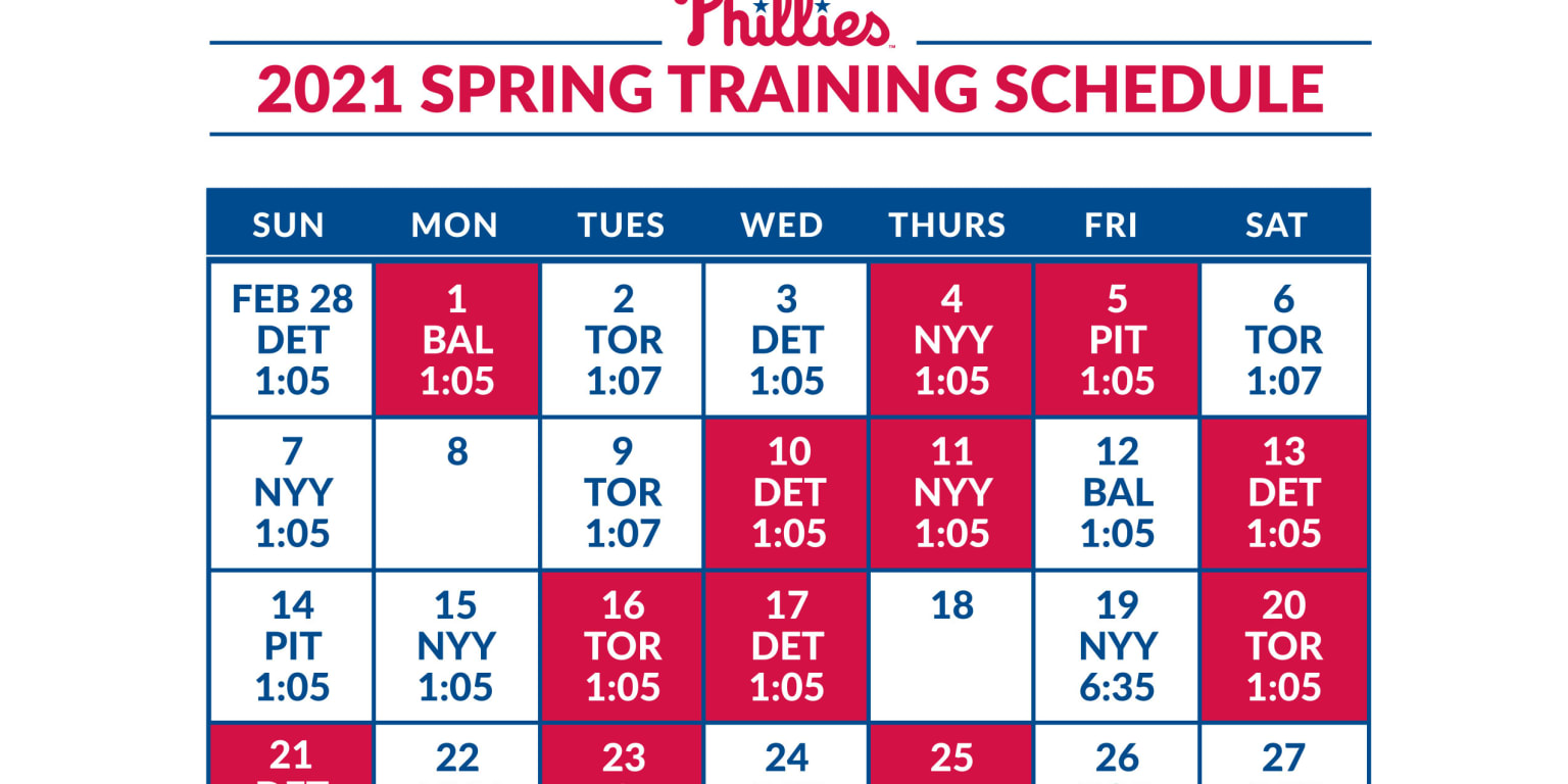 Press release: Revised Phillies Spring Training schedule announced