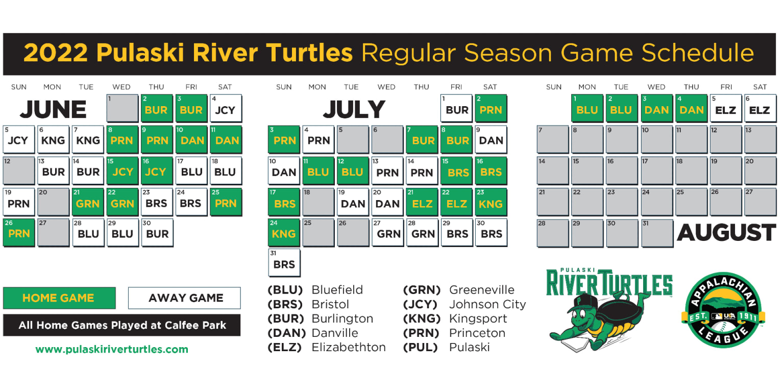 Pulaski River Turtles Schedule 2024 - Lidia Ottilie