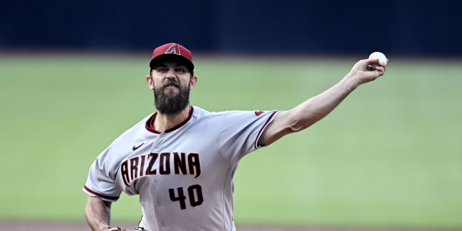 Arizona Diamondbacks starting pitcher Madison Bumgarner reacts