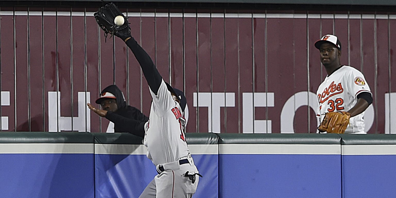 Jackie Bradley Jr. makes a jumping catch against the Guardians