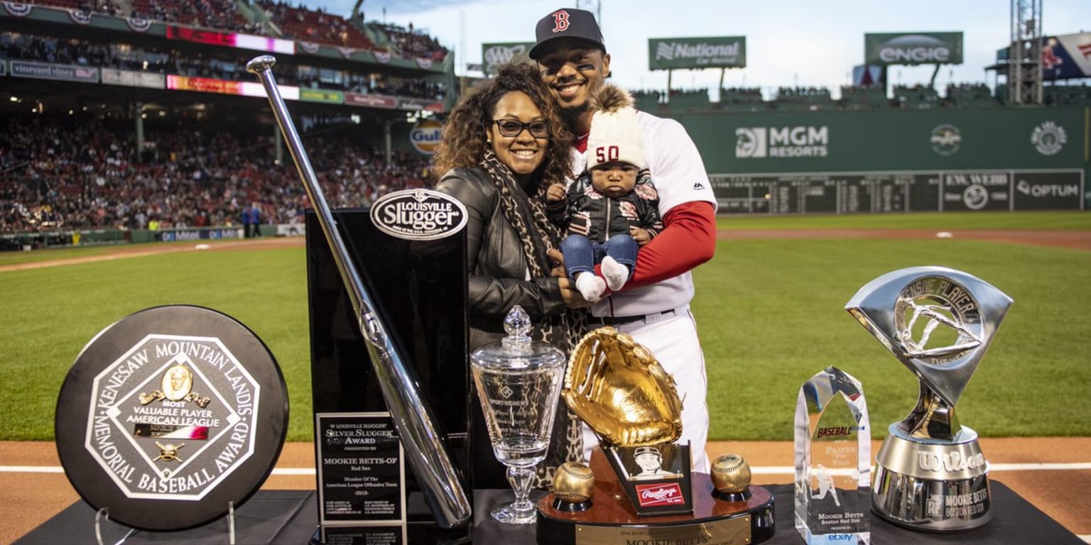 Mookie Betts baby and trophies