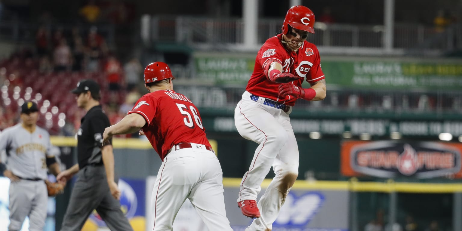 Derek Dietrich admires homer into Allegheny