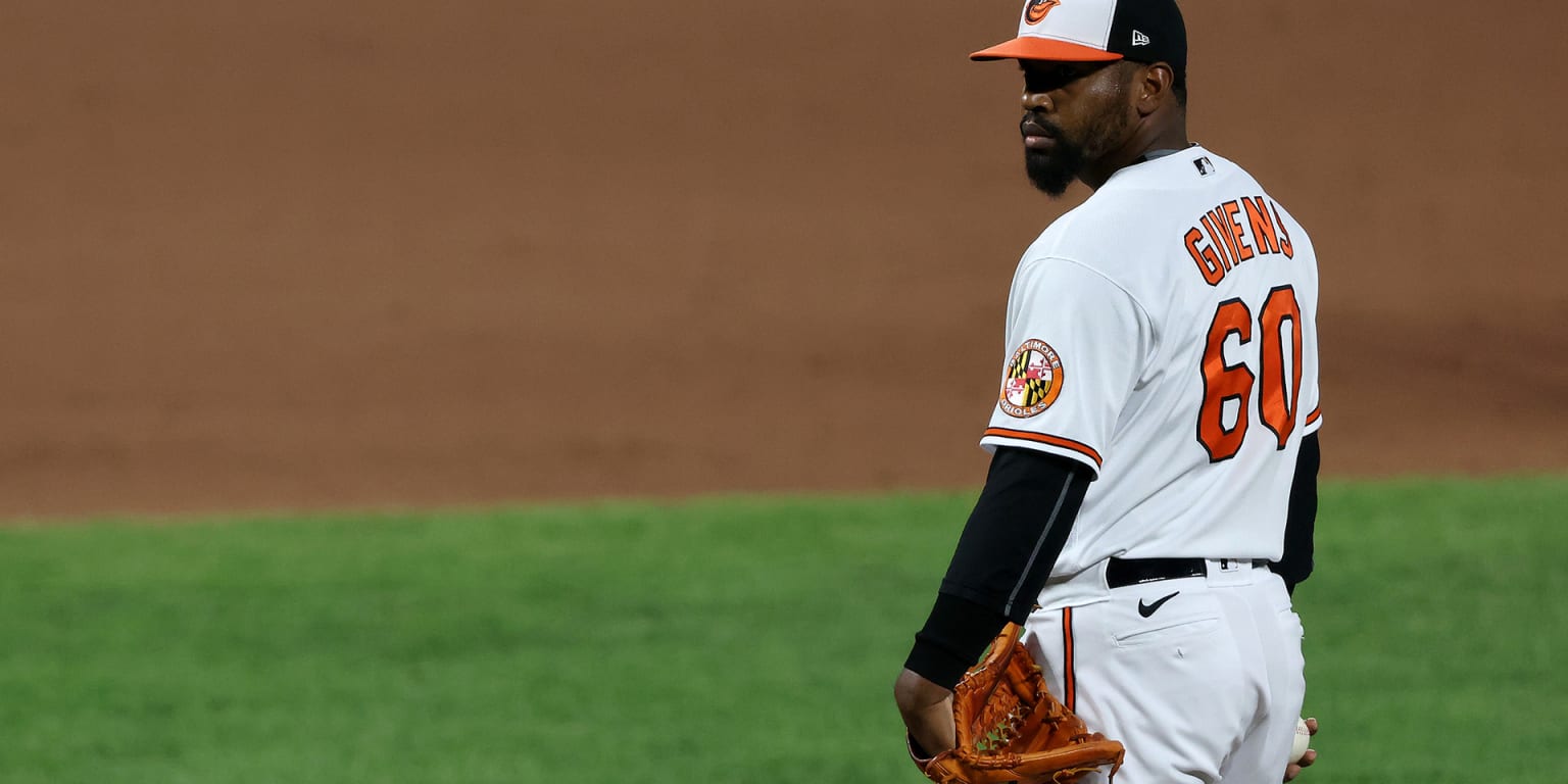 Pitcher Mychal Givens throws during the first day of workouts for pitchers  and catchers for the 2023 major league season at the Baltimore Orioles'  spring training facility. – The Denver Post