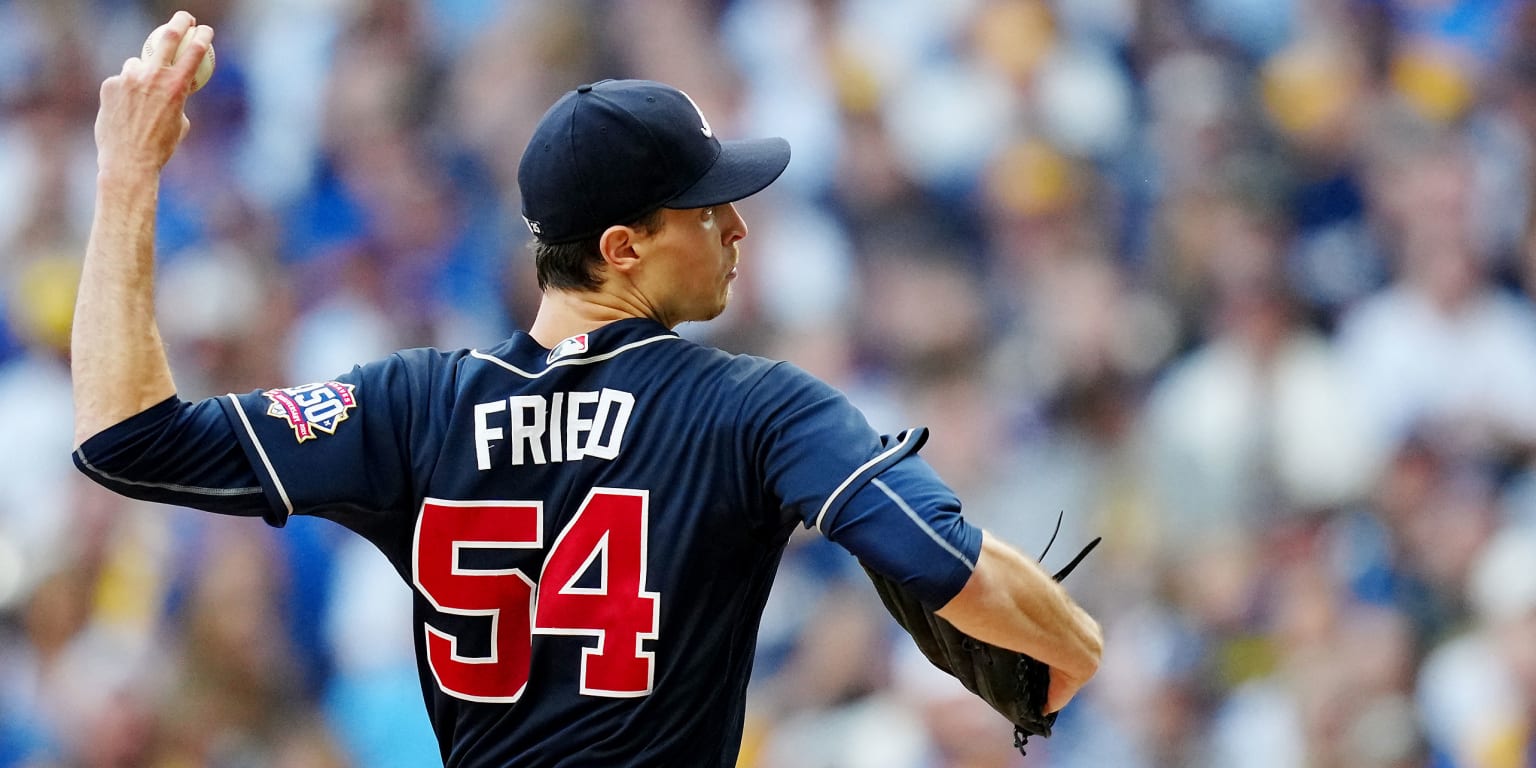 Atlanta Braves pitcher Max Fried works in the fourth inning against the  Milwaukee Brewers in Game 2 of the National League Division Series at  American Family Field in Milwaukee on Saturday, Oct.