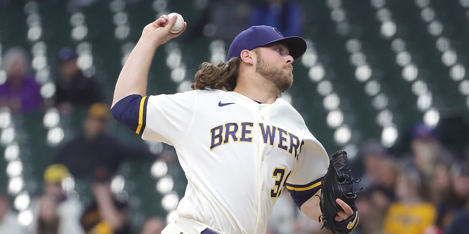 This is a 2021 photo of Corbin Burnes of the Milwaukee Brewers baseball  team. This image reflects the Milwaukee Brewers active roster as of  Wednesday, Feb. 24, 2021 when this image was
