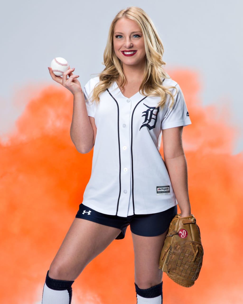 Blue & Orange Detroit Tigers Baseball Jersey Woman Small