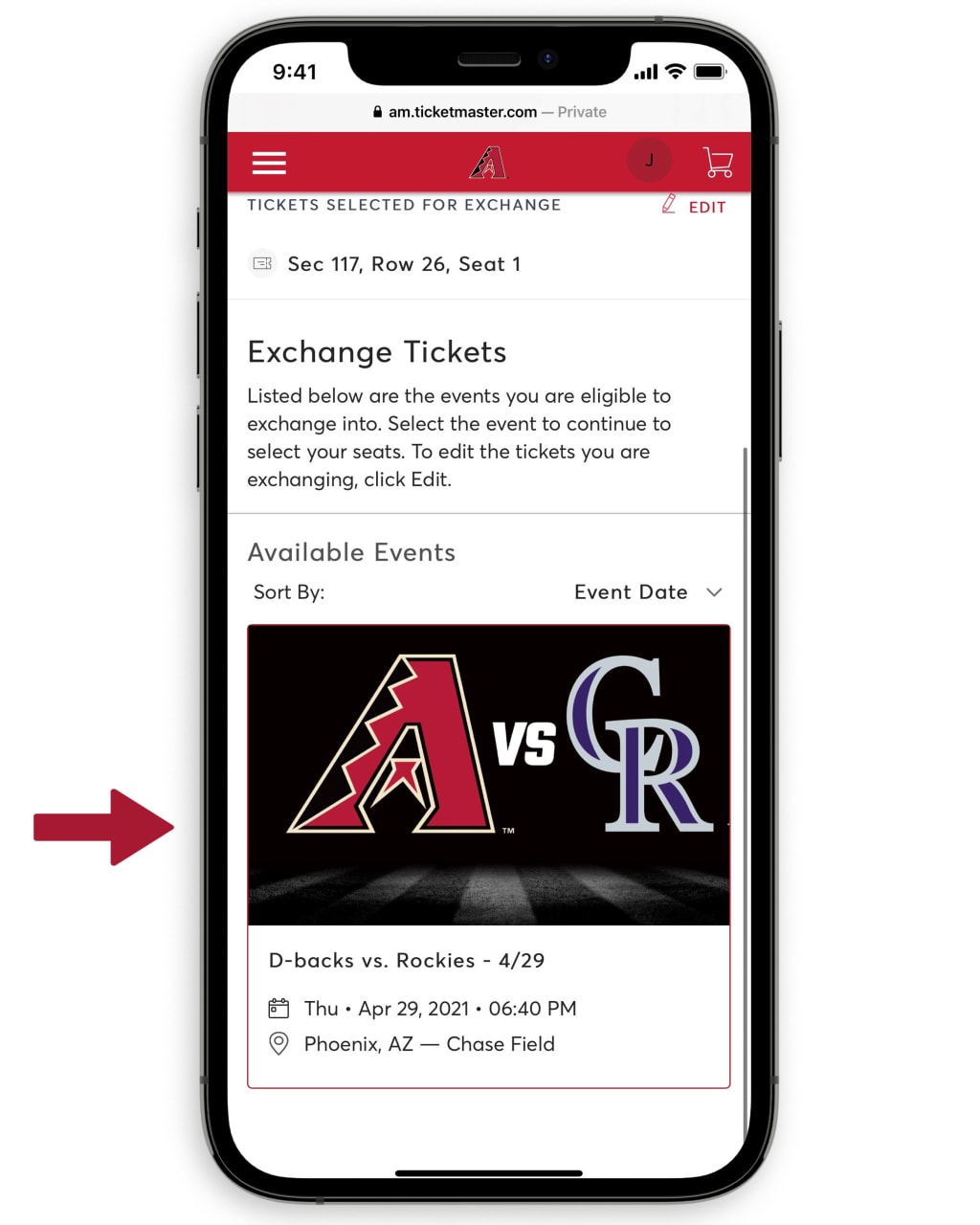 MLB - Arizona Diamondbacks: Two Club Reserve Tickets, eVoucher