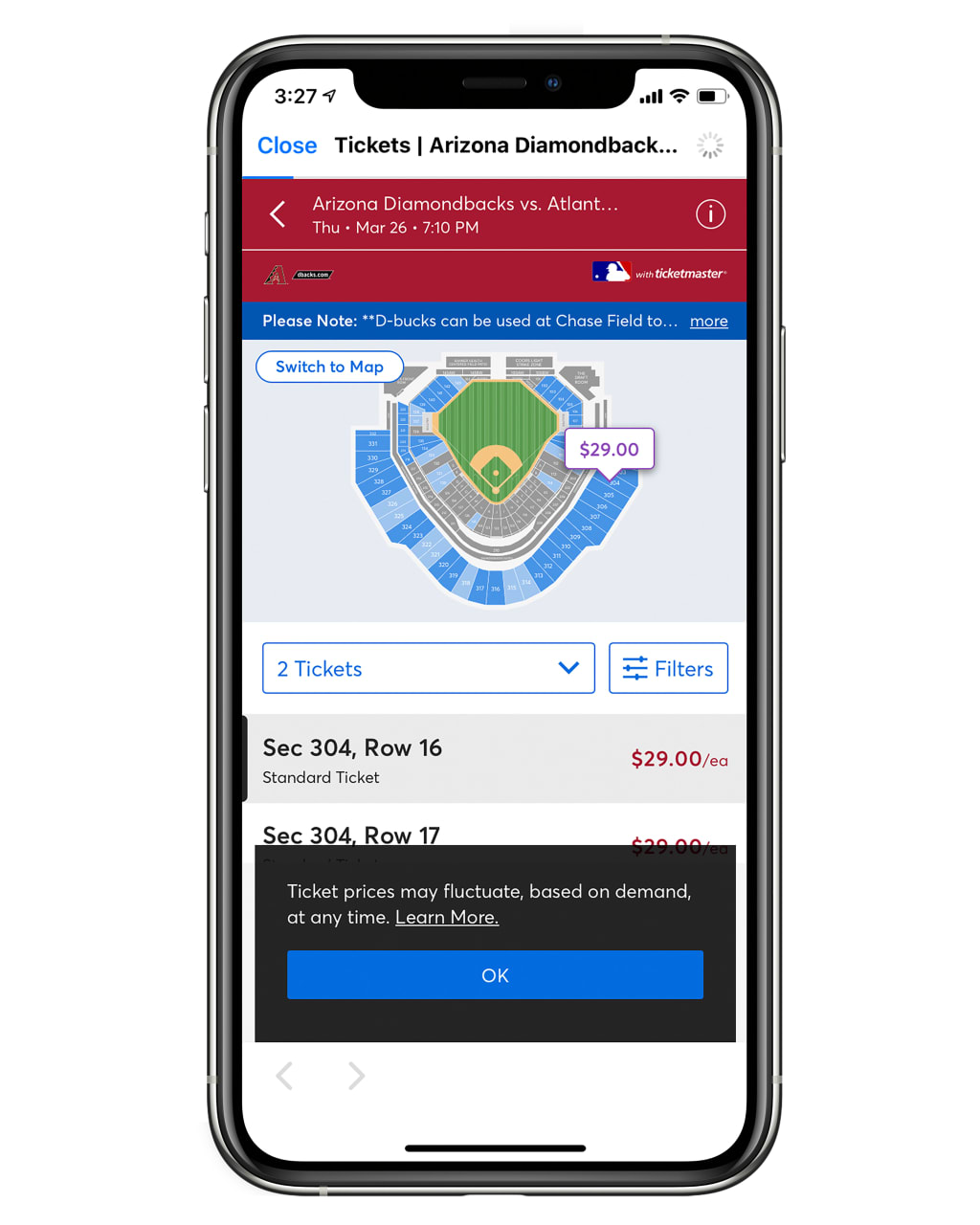 MLB Ballpark app Arizona Diamondbacks