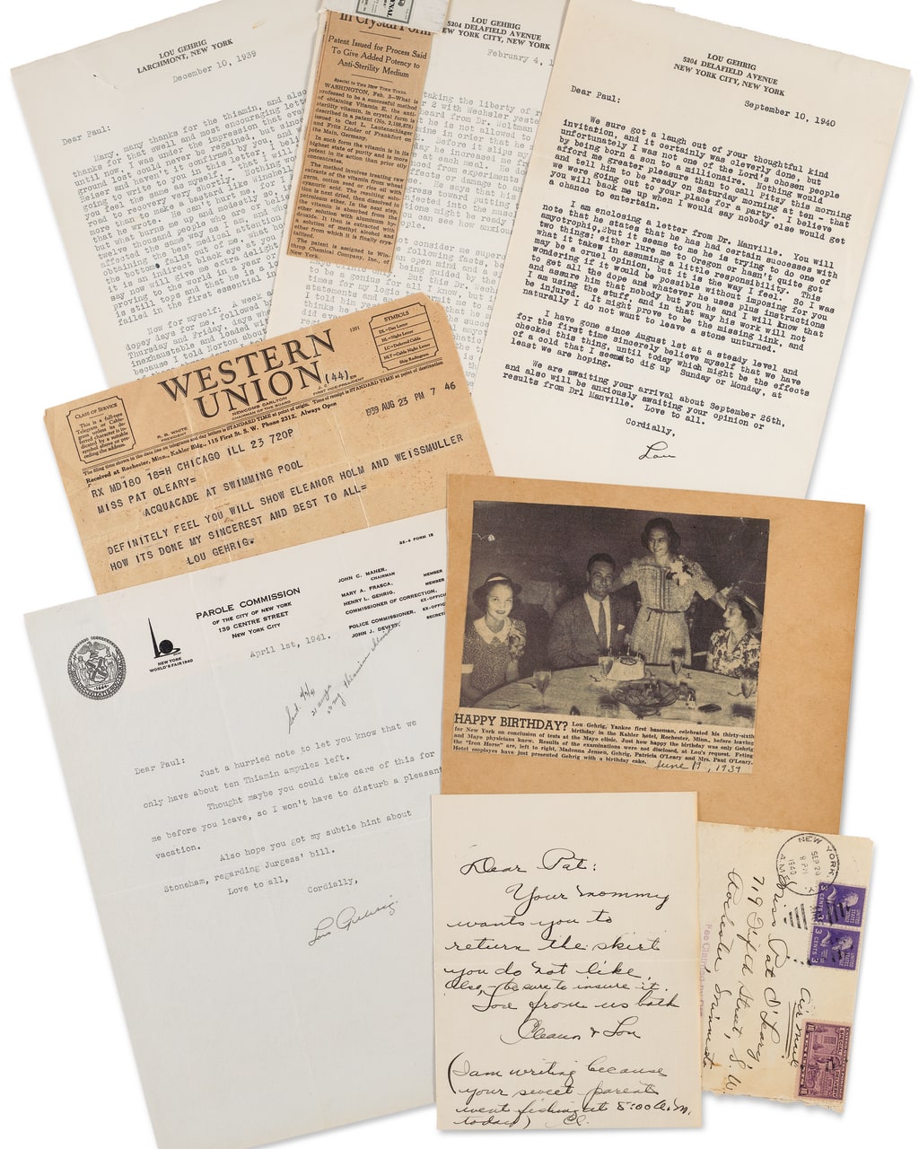 Uncovered letters sent between Lou Gehrig and his doctor (Credit: Lou Gehrig document archive From Dr. Paul O'Leary of the Mayo Clinic with relation to ‘ALS: Lou Gehrig Disease’ c.1939-41, now in the collection of Dr. Jay Baker © Christie's Images Limited 2020)