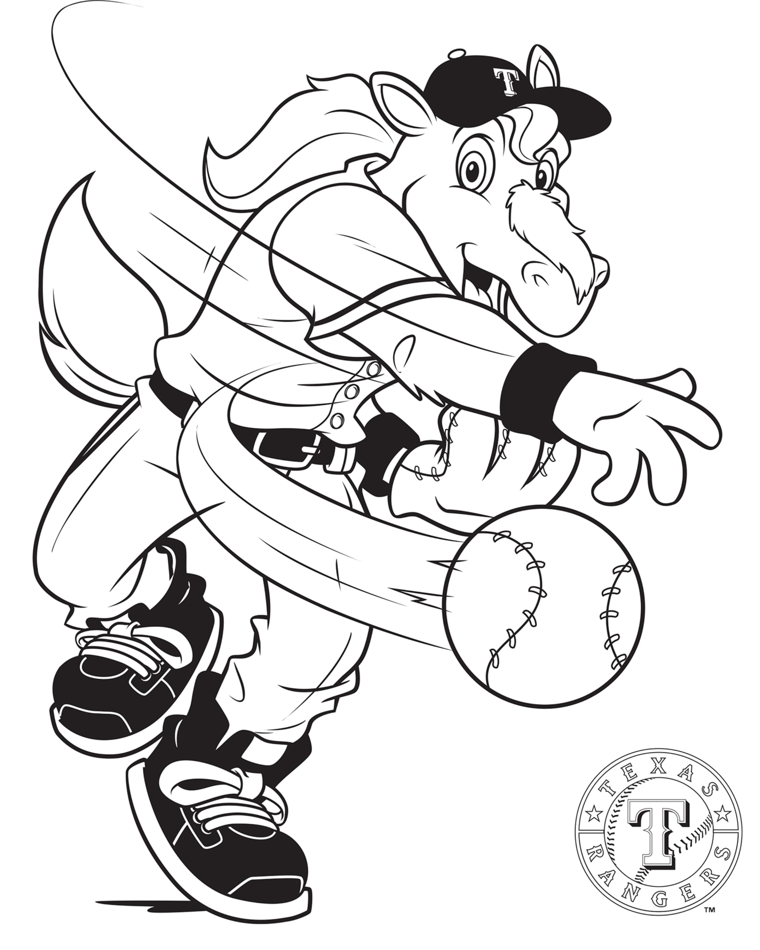 Texas Rangers Logo Coloring Page for Kids - Free MLB Printable