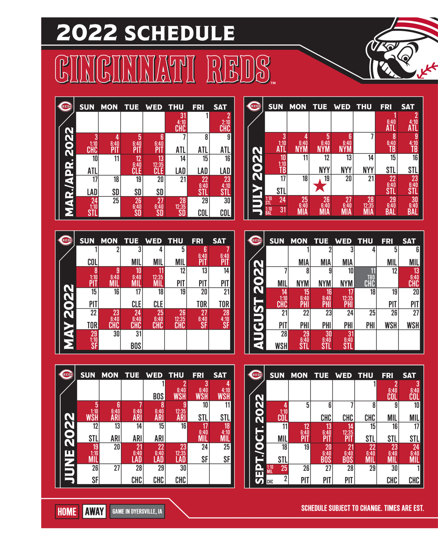 Printable Schedule | Schedule | Cincinnati Reds