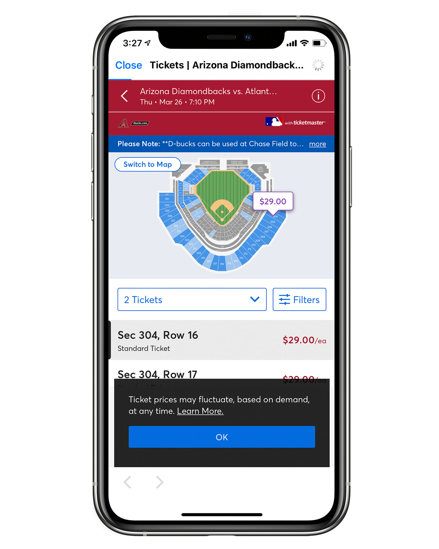 MLB Ballpark app Arizona Diamondbacks