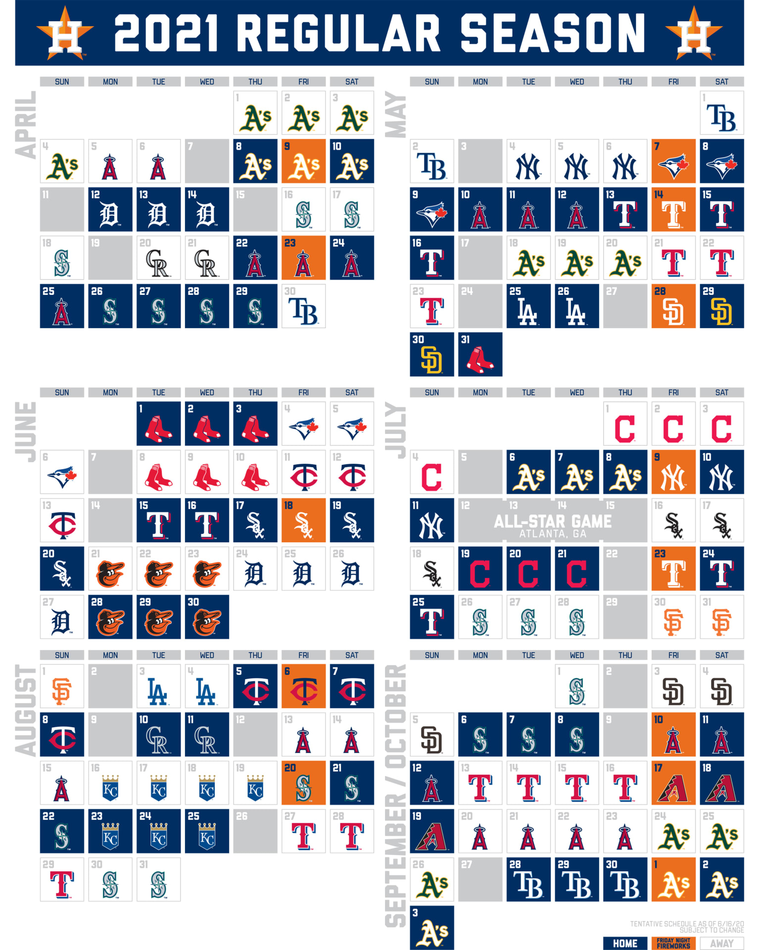 Astros Printable Schedule | Houston Astros