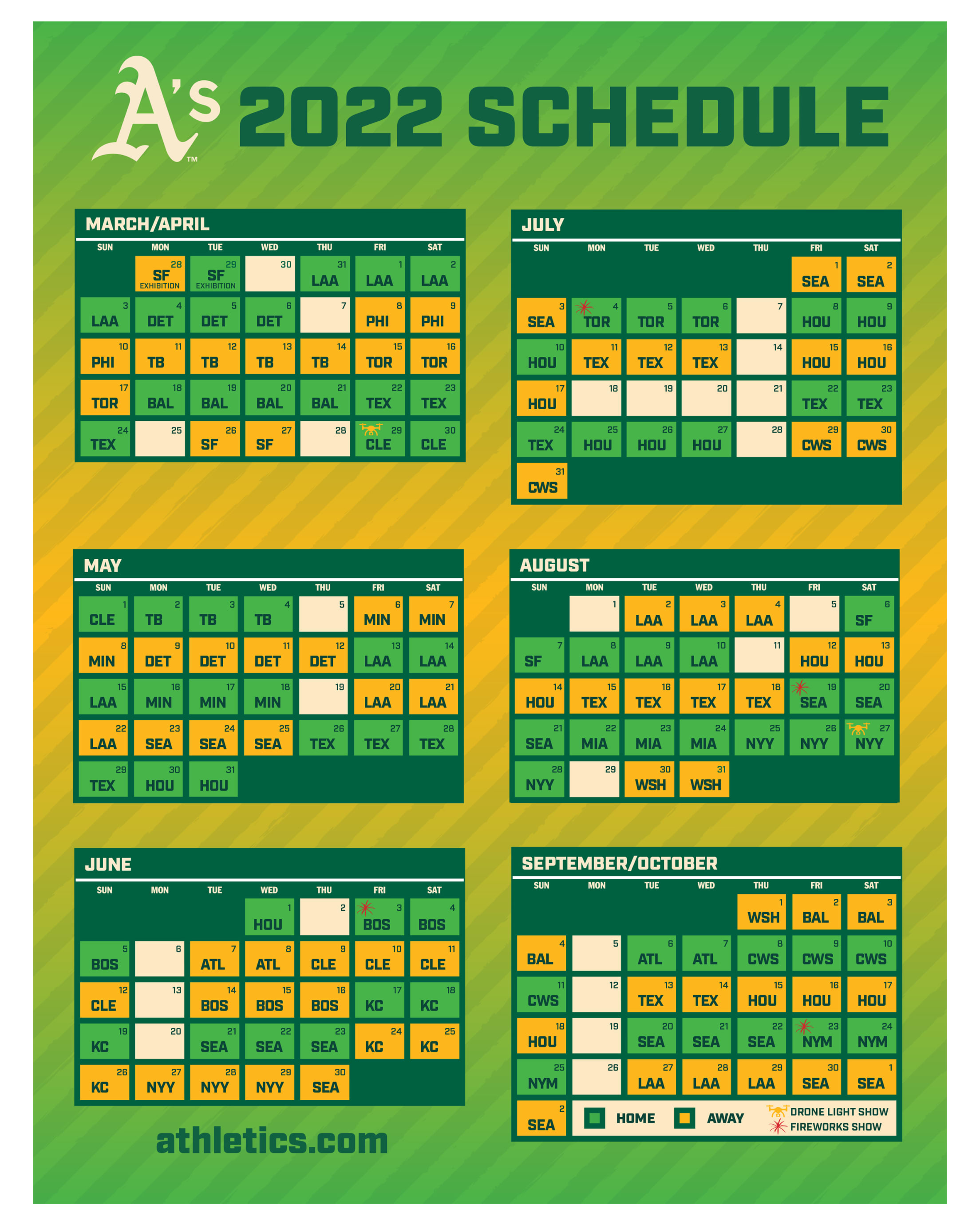 Oakland Athletics Schedule 2022 Printable Schedule | Los Athletics De Oakland