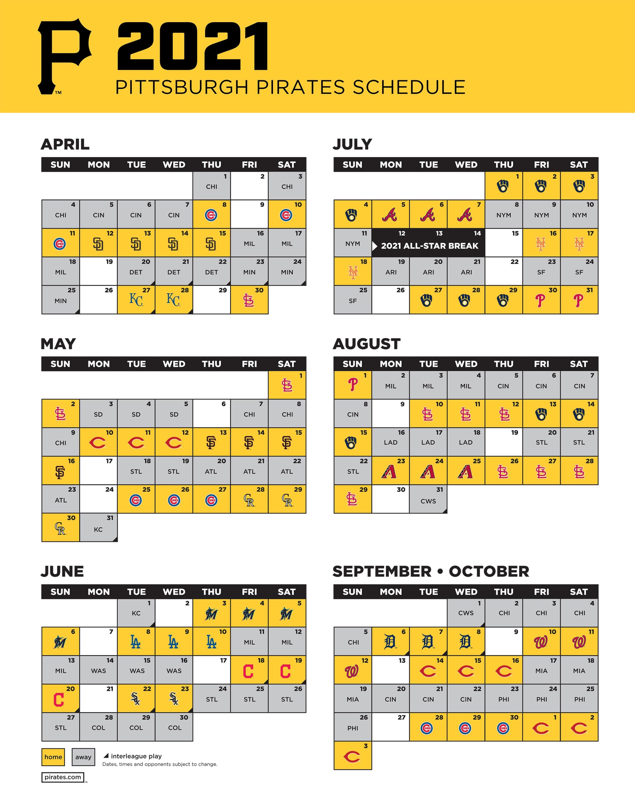 Pirates Printable Schedule - Printable World Holiday